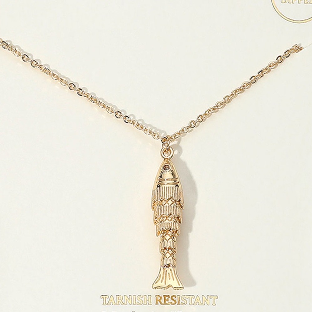 Tarnish-Resistant Gold Fish Charm Necklace for Women